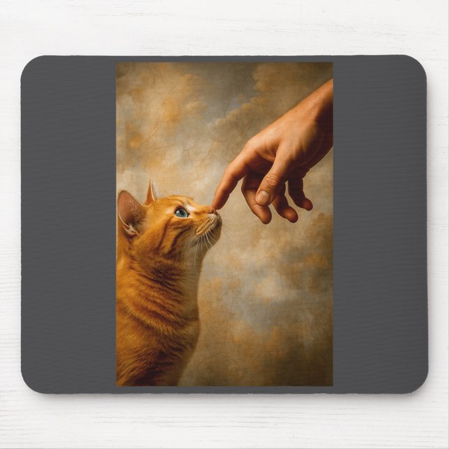 Tokyo Cat In Straw Hat With Tea Cup Skytree City V Mouse Pad (Front)