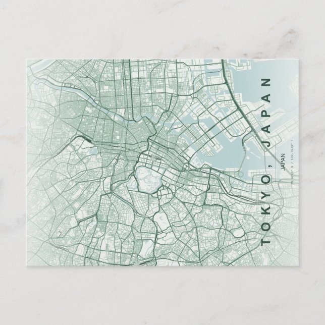 Tokyo City Japan Map Minimal Postcard (Front)