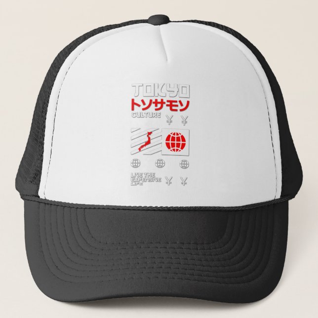 Tokyo City Live the Expensive Life Trucker Hat (Front)