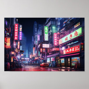 Tokyo City Neon Light Poster