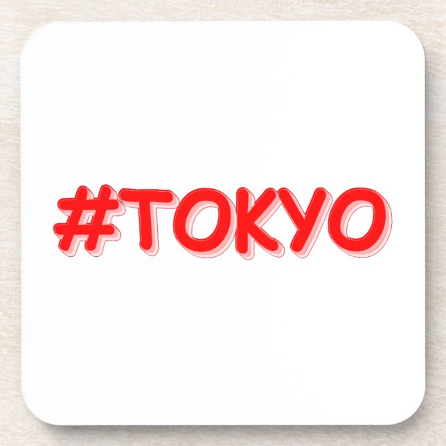 "#Tokyo" Cute Design. Buy Now Beverage Coaster (Front)