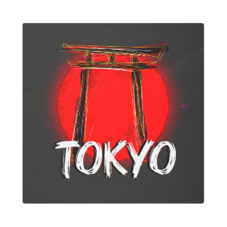 Tokyo Doodle: The Majesty of the torii in front Metal Print