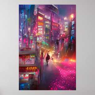 Tokyo Dreamscape: AI-Generated Cityscapes Poster