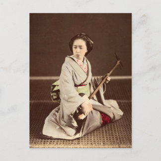 Tokyo Geisha with Shamisen, c. 1870 Postcard