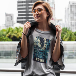 Tokyo Illustration In Blue Tones T-Shirt