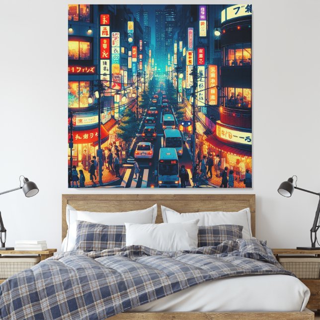 Tokyo in Motion Canvas Print (Insitu(Bedroom))