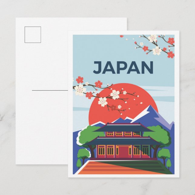 Tokyo Japan Art Vintage Travel Illustration Postcard (Front/Back)