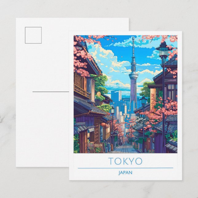 Tokyo Japan Art Vintage Travel  Postcard (Front/Back)