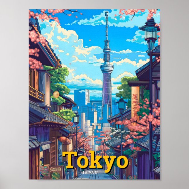 Tokyo Japan Art Vintage Travel  Poster (Front)
