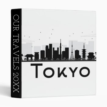Tokyo  Japan | Black & White City Skyline 3 Ring Binder by adventurebeginsnow at Zazzle