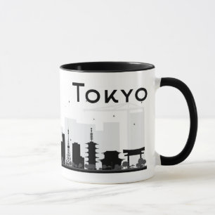 Tokyo, Japan Black & White City Skyline Mug