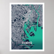 Tokyo - Japan Blue Dark City Map