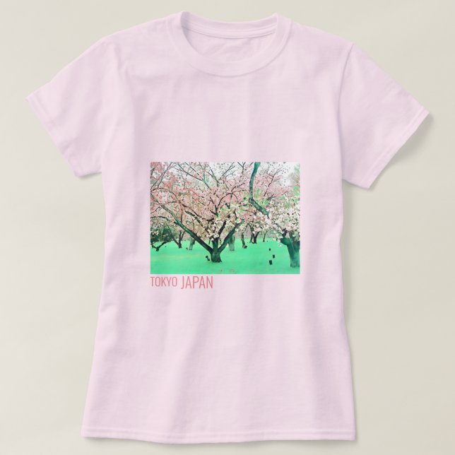 Tokyo Japan Cherry Blossom Spring travel T-Shirt (Design Front)