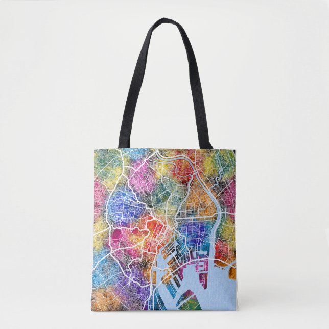 Tokyo Japan City Map Tote Bag (Front)