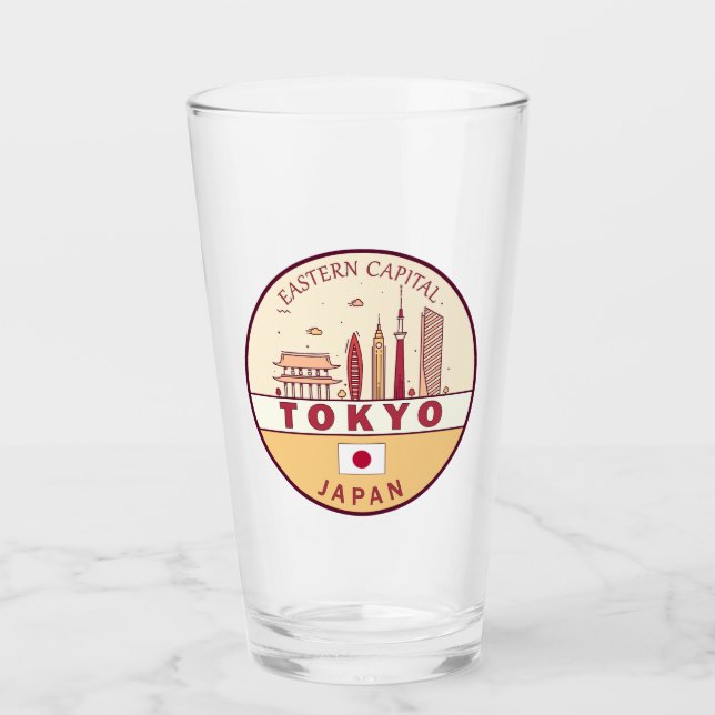 Tokyo Japan City Skyline Emblem Glass (Front)