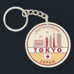 Tokyo Japan City Skyline Emblem Keychain<br><div class="desc">Tokyo minimalist,  colorful art design featuring monuments and landmarks of the city in Japan.</div>