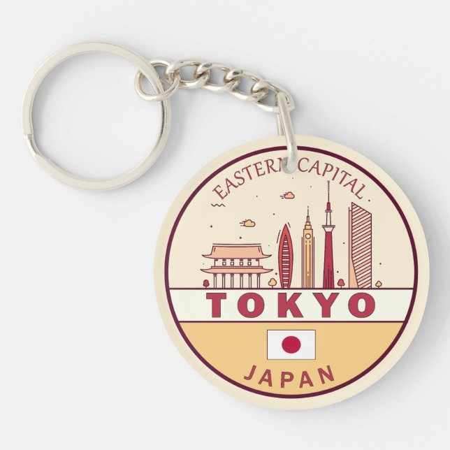 Tokyo Japan City Skyline Emblem Keychain (Front)