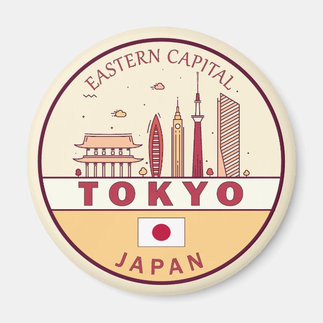 Tokyo Japan City Skyline Emblem Magnet (Front)