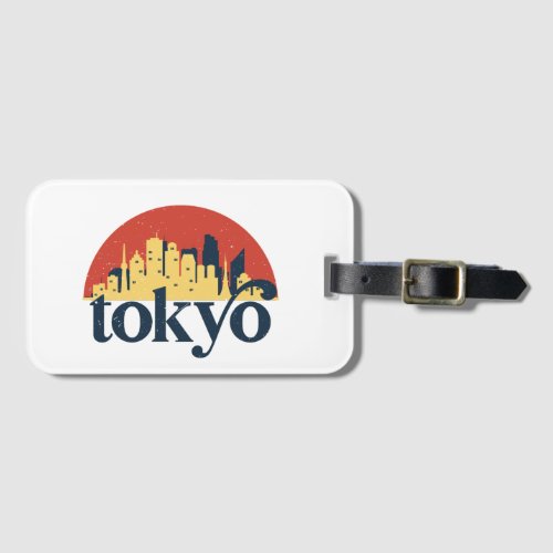 Tokyo Japan City Skyline Retro Cityscape Art Luggage Tag