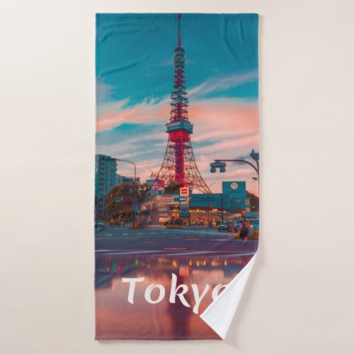 Tokyo Japan City Skytree Bath Towel