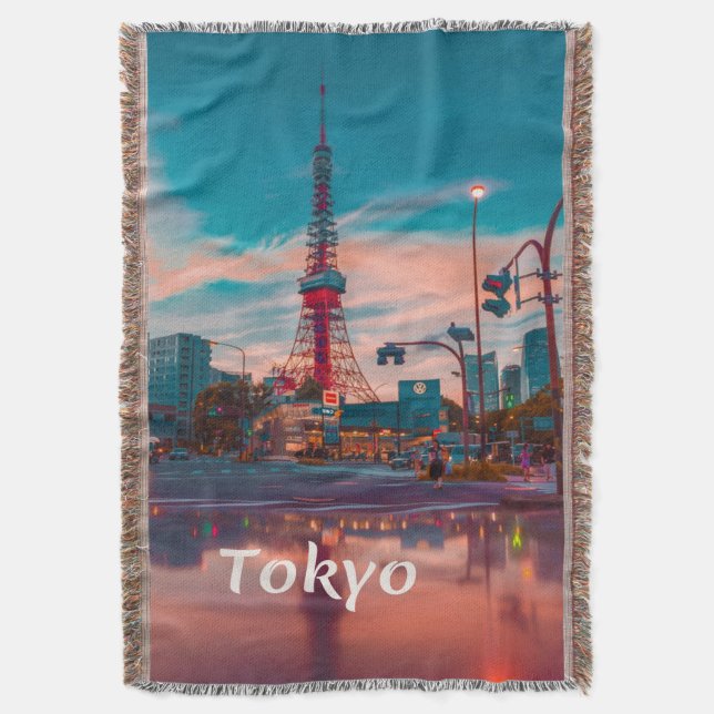 Tokyo Japan City Skytree Throw Blanket (Front Vertical)