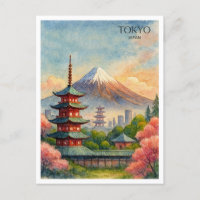 Tokyo Japan Cityscape Watercolor Souvenir
