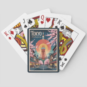 Tokyo Japan Illustration Travel Art Vintage Poker Cards