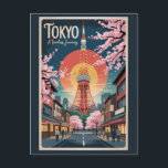 Tokyo Japan Illustration Travel Art Vintage Postcard<br><div class="desc">Tokyo retro vector travel design. Tokyo,  the vibrant capital of Japan,  blends cutting-edge innovation with deep-rooted tradition,  offering everything from historic temples and bustling markets to towering skyscrapers and electric nightlife.</div>