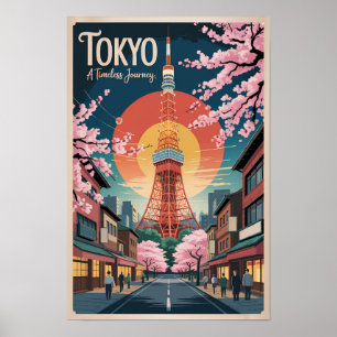 Tokyo Japan Illustration Travel Art Vintage Poster
