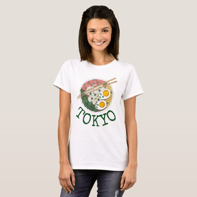 Tokyo Japan Japanese City Food Ramen Noodle Soup T-Shirt (Front Full)
