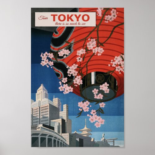 Tokyo Japan Japanese Vintage Travel Poster