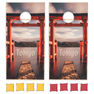 Tokyo Japan Lake Mountains Cornhole Set