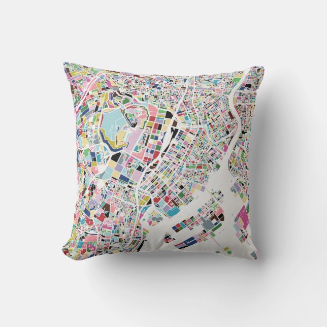 Tokyo Japan Map Throw Pillow (Front)