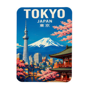 Tokyo Japan Neon Streets & Traditional Neighborhoo Magnet