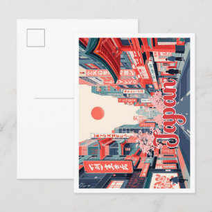 Tokyo Japan Pop Art Travel Illustration Postcard