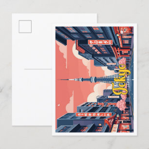 Tokyo Japan Pop Art Travel Illustration Postcard