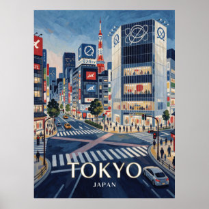 Tokyo Japan Shibuya Urban Travel Scene Poster