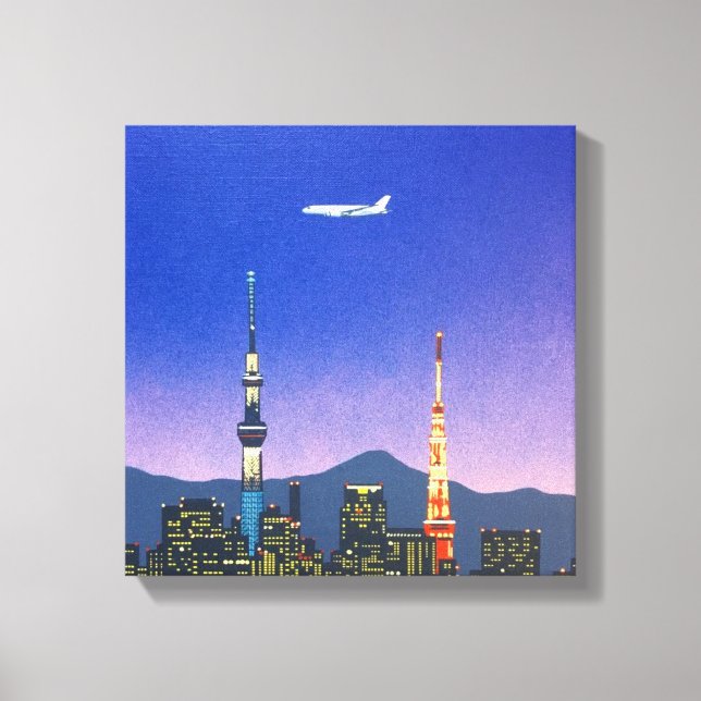 Tokyo Japan Skyline 80s Hiroshi Nagai Art Canvas Print (Front)