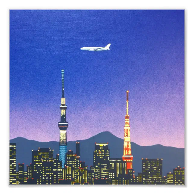 Tokyo Japan Skyline 80s Hiroshi Nagai Art Photo Print | Zazzle