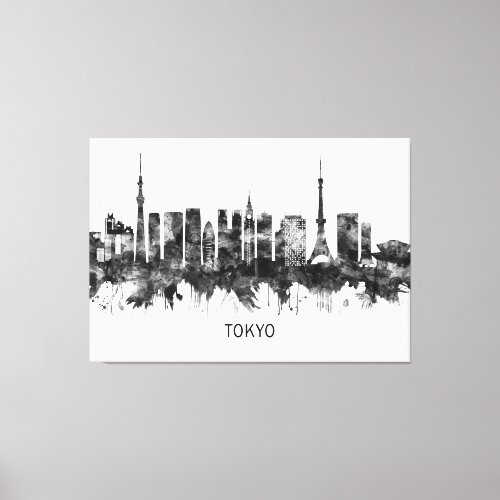 Tokyo Japan Skyline BW Canvas Print