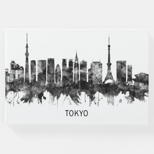 Tokyo Japan Skyline BW Guest Book