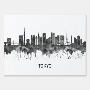 Tokyo Japan Skyline BW Sign