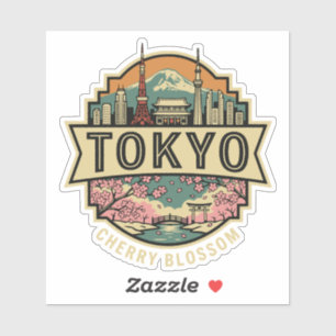 Tokyo Japan Skyline Mount Fuji Travel Badge Sticker