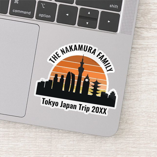Tokyo Japan Sunset Custom Trip Souvenir Laptop Sticker (Detail)