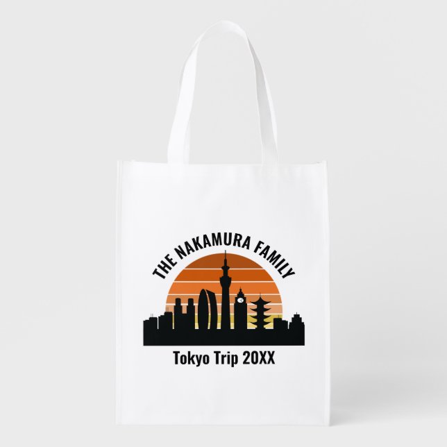 Tokyo Japan Sunset Custom Vacation Grocery Bag (Front)