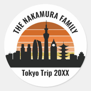 Tokyo Japan Sunset Custom Vacation Souvenir Classic Round Sticker