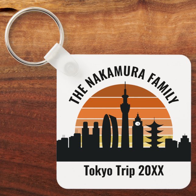 Tokyo Japan Sunset Custom Vacation Souvenir Keychain (Front)