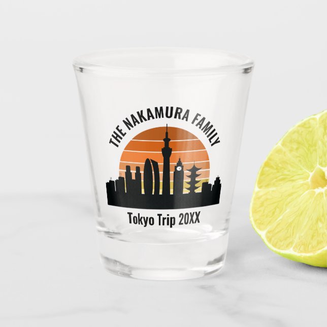 Tokyo Japan Sunset Custom Vacation Souvenir Shot Glass (Front)