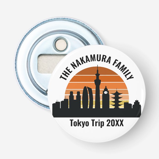 Tokyo Japan Sunset Personalized Vacation Bottle Opener (Front)