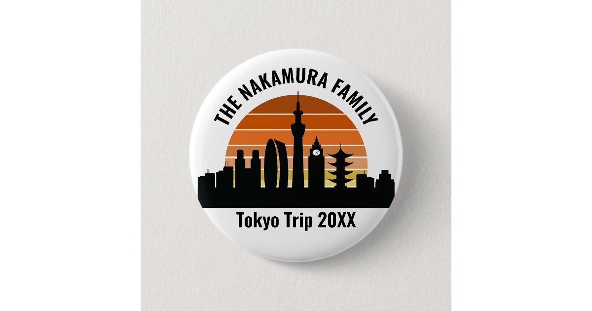 Tokyo Japan Sunset Personalized Vacation Button | Zazzle